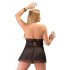 Babydoll "Cottelli Plus Size" con Pizzi e Doppia Tessitura Trasparente (nero)  - 2XL