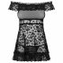 Obsessive Flores - gerimpte bloemen babydoll met string (zwart)