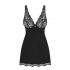 Obsessive Luvae - Floral Strappy Nightgown with Thong (Black)