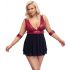 Cottelli Bondage Plus Size - Deep V-Neck Babydoll (Red-Black)