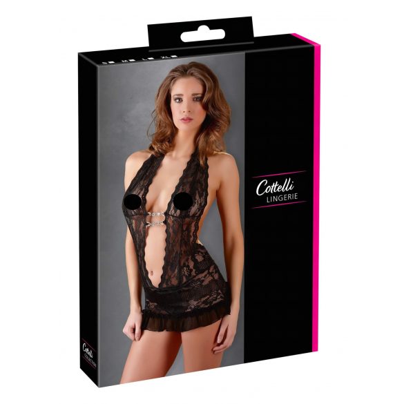 Cottelli - Halter nek kant mini (zwart) - XL