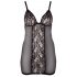 Cottelli Plus Size - Lace-Insert Sheer Negligee (Black)  - 2XL