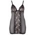 Cottelli Plus Size - Lace-Insert Sheer Negligee (Black)  - 2XL