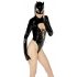 Schwarz Samt - Langärmeliger Batwoman Body (Schwarz)  - M