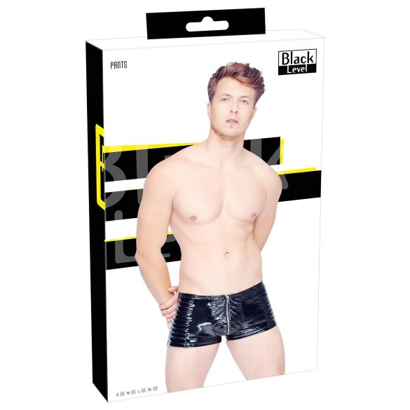 Black Level - ribbad knäppbar herrshorts (svart)