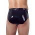 Latex Men's Briefs with Internal Tapered Anal Dildo (Black)