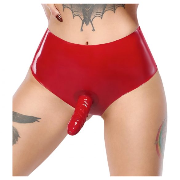 LATEX - braga con dildo realista (rojo)