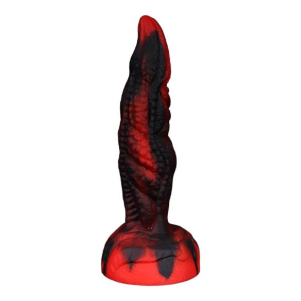 OgazR Hell Dong - dildo z rowkami i lepkimi wypustkami - 20 cm (czarno-czerwony)