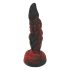 Dildo cu ventuză și textură striată OgazR Hell Dong - 20 cm (negru-roșu)