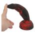 OgazR Hell Dong - godemichet strié ventouse - 20 cm (noir-rouge)