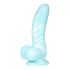 OgazR Meeresschlange - gerillter Dildo mit Saugfuß - 17 cm (blau-weiß)