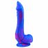 Polipo Tentacolare - Dildo in silicone con ventosa e testicoli - 18cm (blu-rosa)