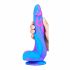 Polipo Tentacolare - Dildo in silicone con ventosa e testicoli - 18cm (blu-rosa)