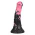 Bad Horse - Silikonové dildo s koňským náčiním - 18 cm (černo-růžové)