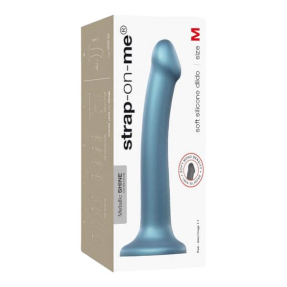 Strap-on-me Metallic Shine M - huidvriendelijke dildo (metaalblauw)