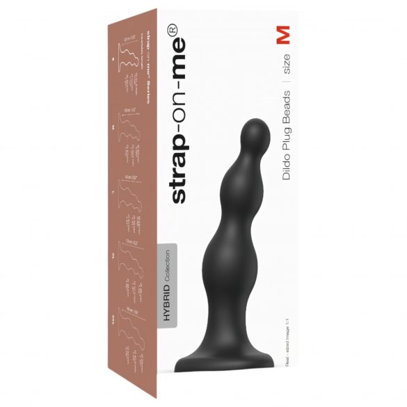 Strap-on-me Beads M - Perliertes, Saugnapfdildo (schwarz)