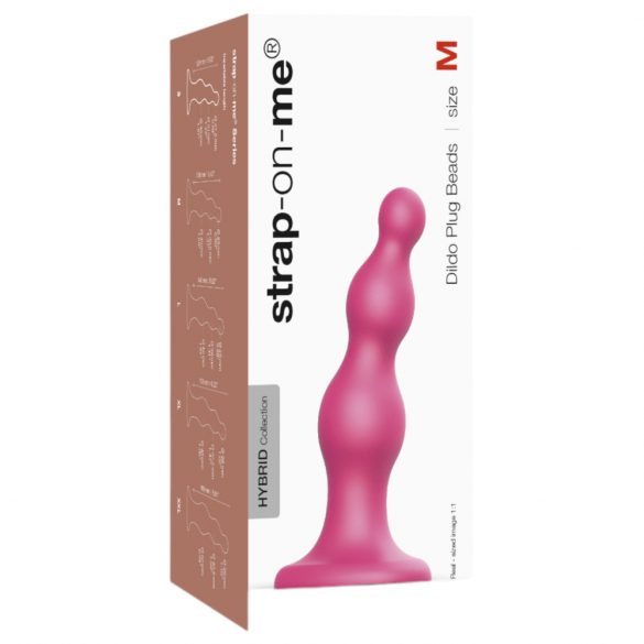 Strap-on-me Beads M - páskové dildo s korálkami (ružové)