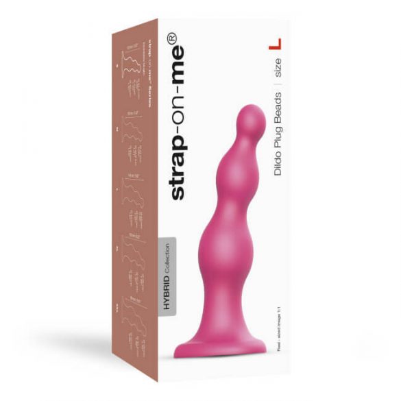 Dildo Strap-on-me con Perline e Base a Ventosa L - Rosa