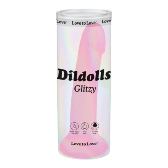 Dildolls Glitzy - lepkie silikonowe dildo (różowe)