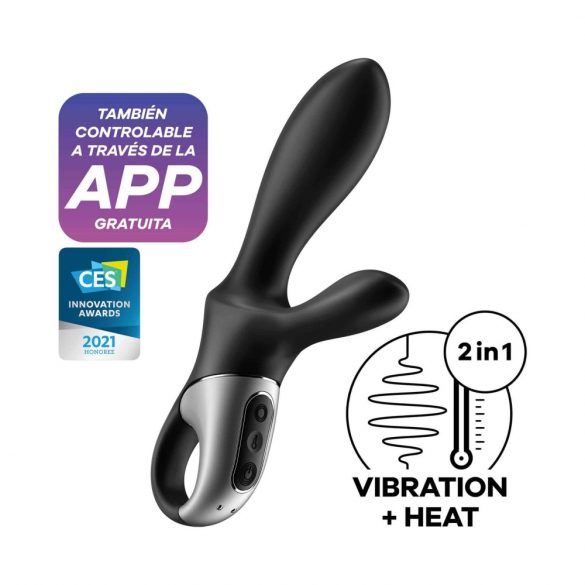 Satisfyer Heat Climax+ - inteligentny, rozgrzewający wibrator analny z dźwignią (czarny)