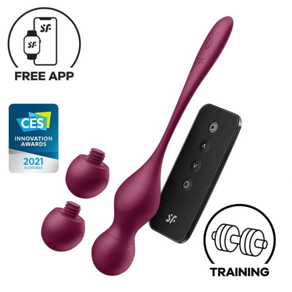 Satisfyer Love Birds Vary - pametna, podesiva geisha kuglica (bordo)