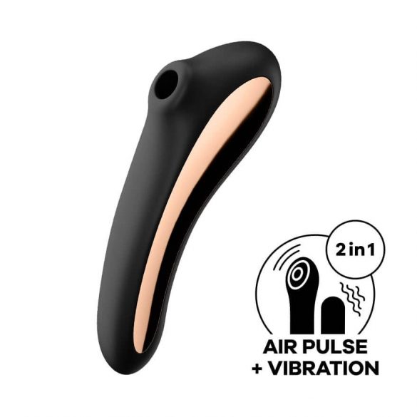 Satisfyer Dual Kiss - vibrator clitoridian și vaginal, reîncărcabil (negru)