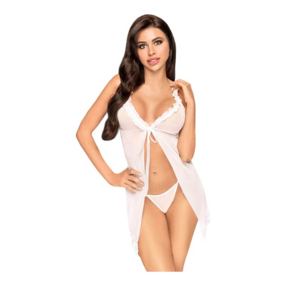 Penthouse Na Zonsondergang - doorschijnende babydoll en string (wit) - M/L