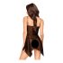 Penthouse Sweet Beast - babydoll și tanga cu trandafiri (negru)  - M/L