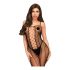 Penthouse Lusciously Striped Open Bodysuit (Black)