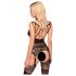 Lace and Fishnet Strapped Set (Black) - Penthouse Hottie  - XL