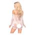 Penthouse Lip Smacker -Transparentes Minikleid und Slip mit fallenden Spitzen Schultern (Weiß)  - M/L