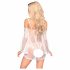 Penthouse Lip Smacker -Transparentes Minikleid und Slip mit fallenden Spitzen Schultern (Weiß)  - L/XL