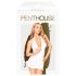 Penthouse Earth-shaker - Halterneck Ruched Dress and Thong (White)