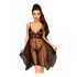 Penthouse Naughty Doll - asymetryczna koronkowa sukienka ze stringami (czarna)  - M/L