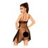 Penthouse Naughty Doll - asymetryczna koronkowa sukienka ze stringami (czarna)  - M/L