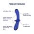 Satisfyer Double Crystal - Dual-Ended Glass Dildo (Blue)