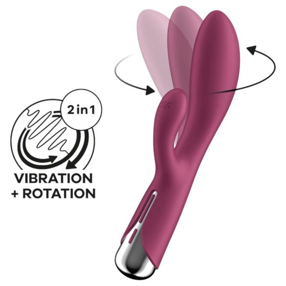 Satisfyer Spinning Rabbit 1 - rotujúci vibrátor s ramenom na klitoris (červený)