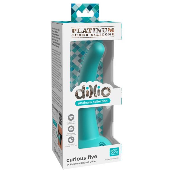 Dillio Curious Five - Saugfuß Silikon Dildo (15cm) - Türkis