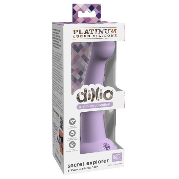 Dillio Secret Explorer - silikónové dildo s lepkavými prstami (17 cm) - fialové