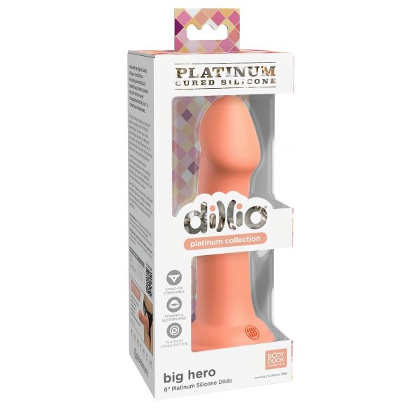 Dillio Grand Héros - godemichet en silicone avec ventouse (17cm) - orange