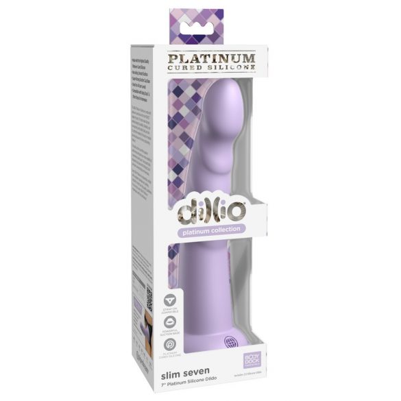 Dillio Slim Seven - Suction Cup Stimulator Dildo (20cm) - Purple