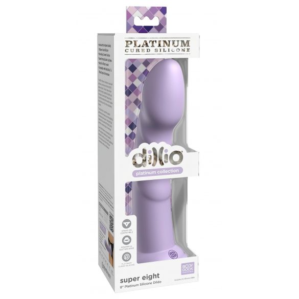 Dillio Super Eight - silikonski dildo s ljepljivim potplatom (21cm) - ljubičasti