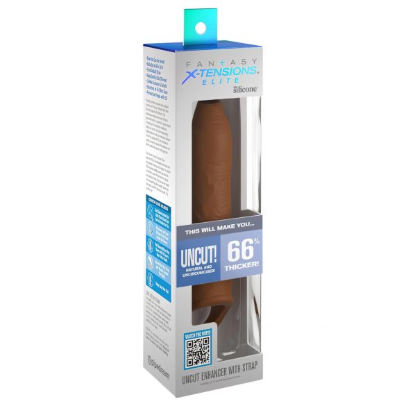 X-TENTION Elite - Open-ended Penis Sleeve with Ring (Dark Natural)