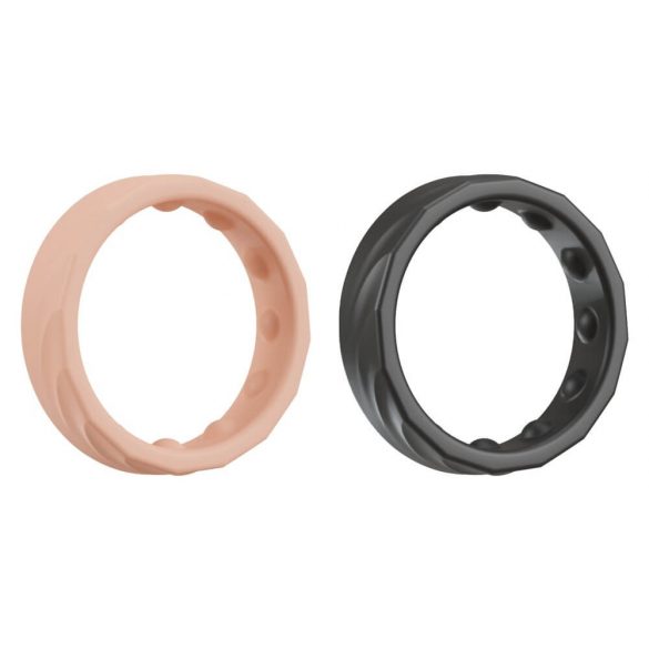 You2Toys 4in1 - Penis and Ball Ring Set - 2 Piece (Natural-Black)