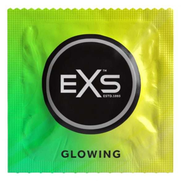 EXS Glow - vegánsky svietiaci kondóm (3ks)