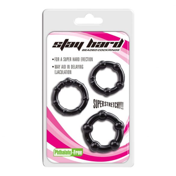 Lonely Stay Hard - set de cockrings - noir (3 pièces)