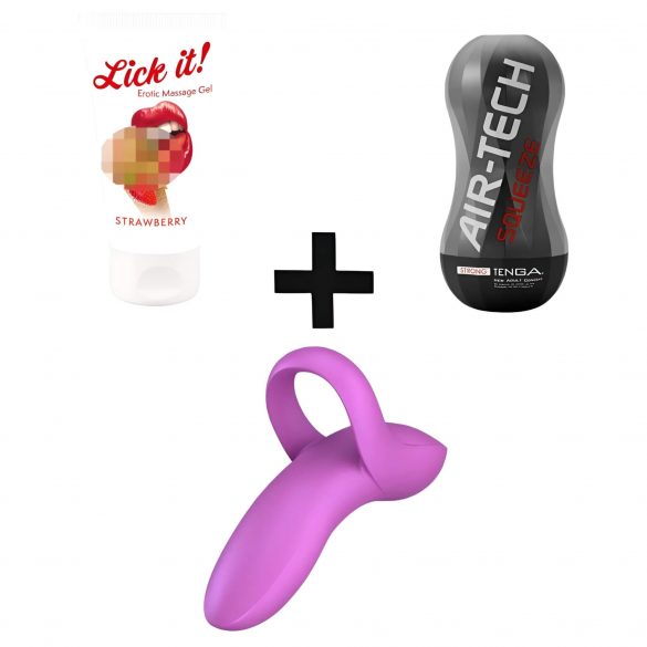 Paar aanbieding (masturbator, vingervibrator, glijmiddel)