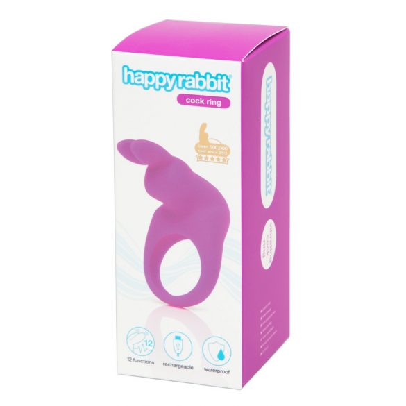 Happyrabbit Cock - vibracijski obroček za penis z možnostjo polnjenja (vijolična)