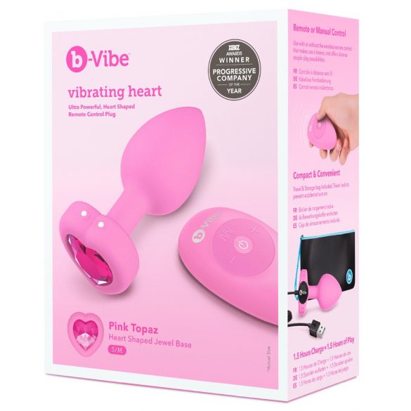 Vibratore anale rosa b-vibe cuore con telecomando wireless e batteria ricaricabile