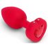 b-vibe Herz - aufladbarer, funkgesteuerter Anus-Vibrator (rot)